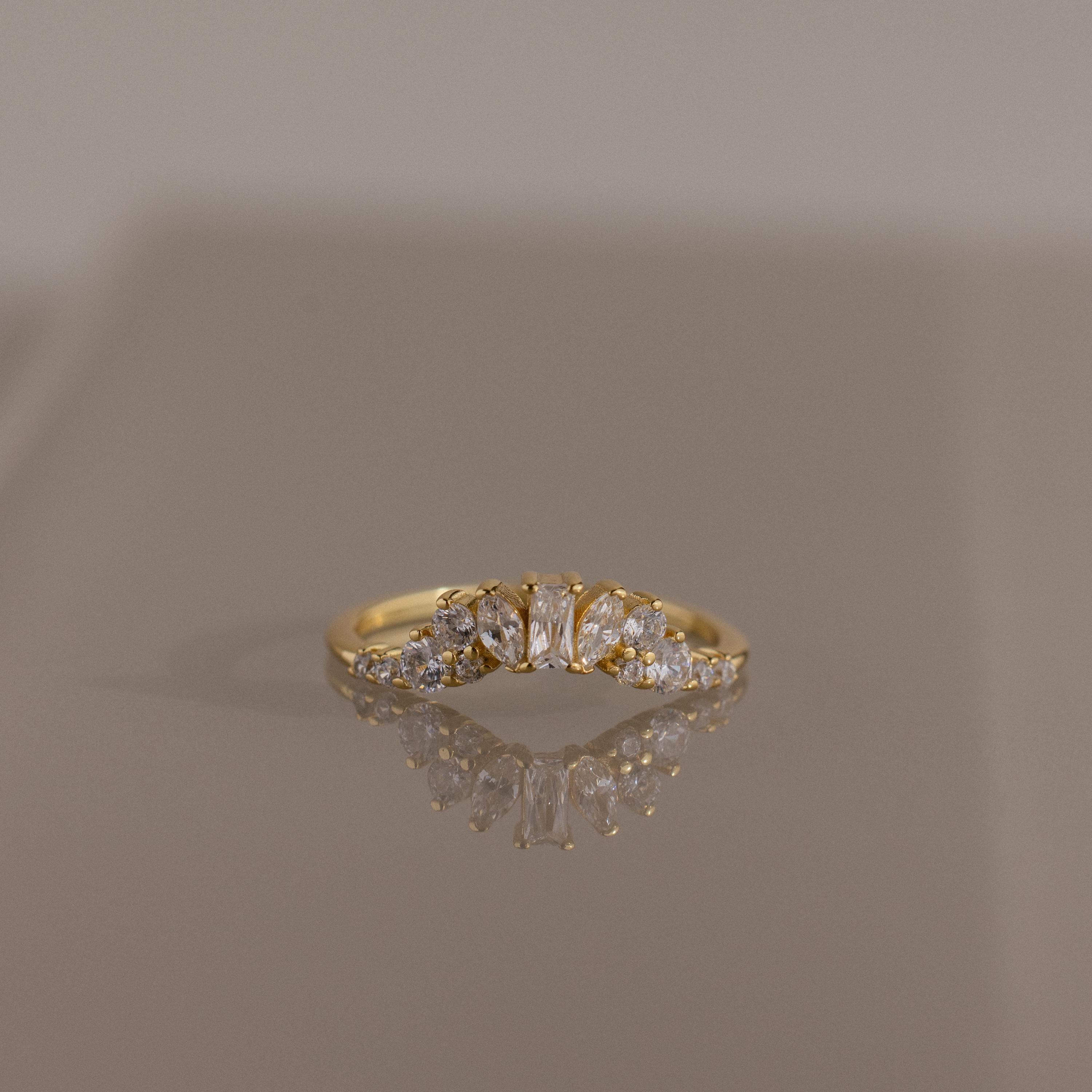 Gold Oval Green Stone Ring