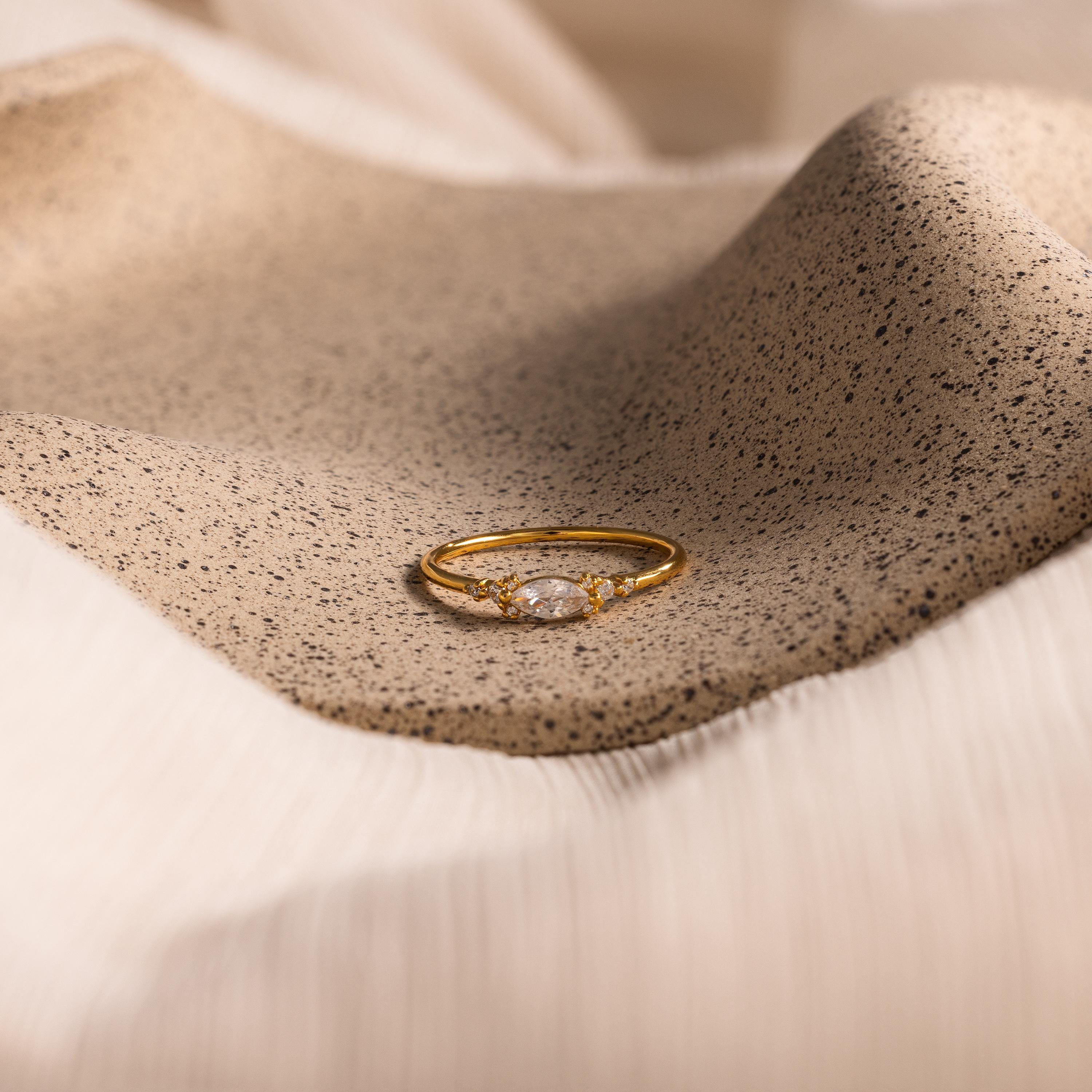 Green Dome Ring with Gold Zircon Accent