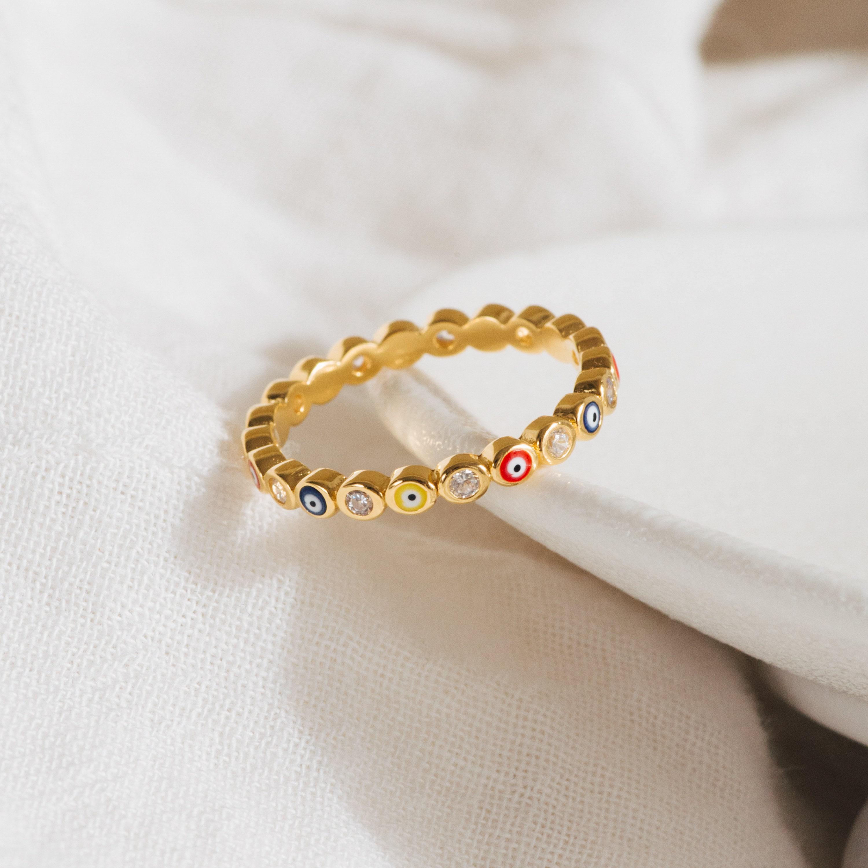 Dainty Gold Curved Stone Ring